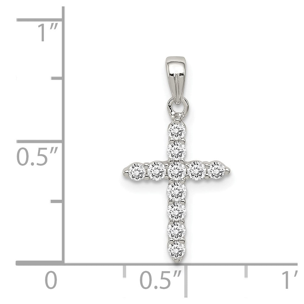 Alternate view of the Sterling Silver and Cubic Zirconia Small Cross Pendant by The Black Bow Jewelry Co.