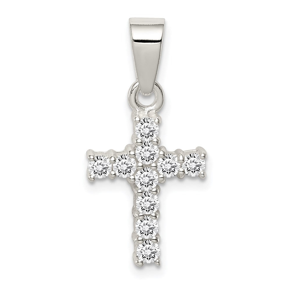 Sterling Silver and Cubic Zirconia Medium Cross Pendant, Item P12007 by The Black Bow Jewelry Co.