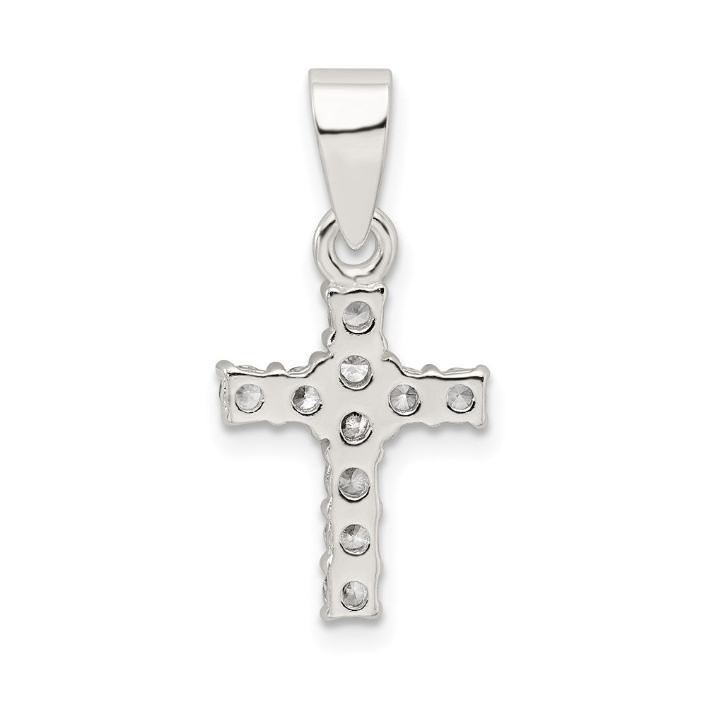 Alternate view of the Sterling Silver and Cubic Zirconia Medium Cross Pendant by The Black Bow Jewelry Co.