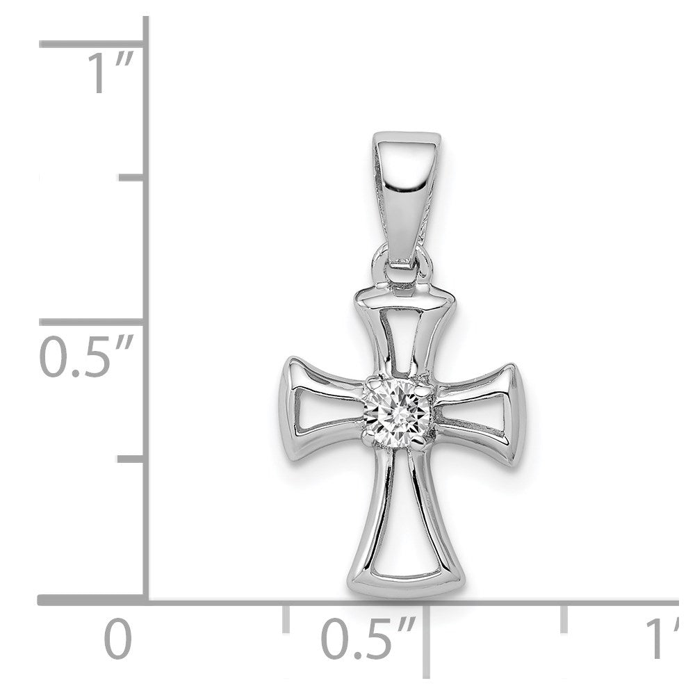 Alternate view of the Sterling Silver and Cubic Zirconia Maltese Cross Pendent by The Black Bow Jewelry Co.