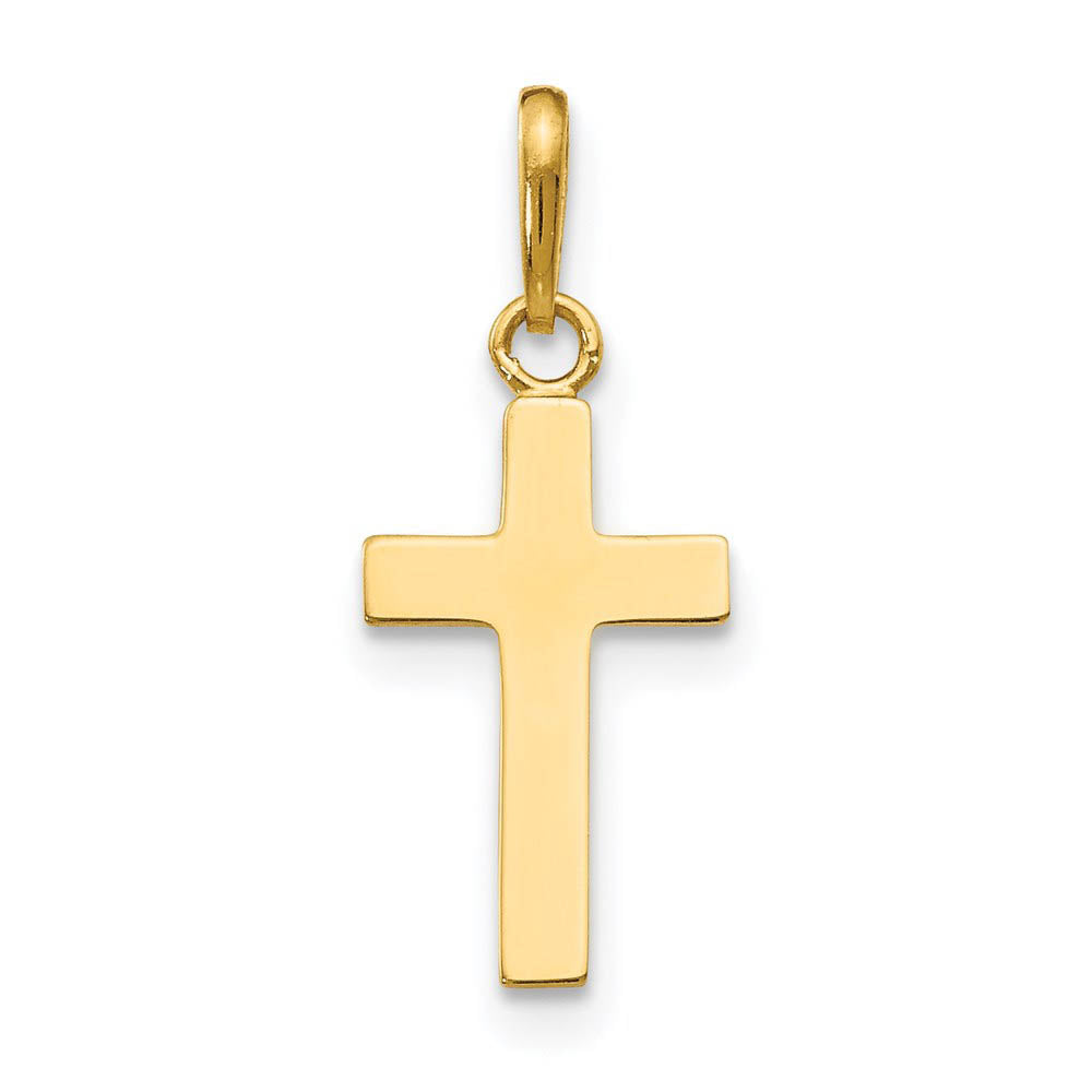 14k Yellow Gold Polished Latin Cross Pendant, 8 x 20mm, Item P12027 by The Black Bow Jewelry Co.