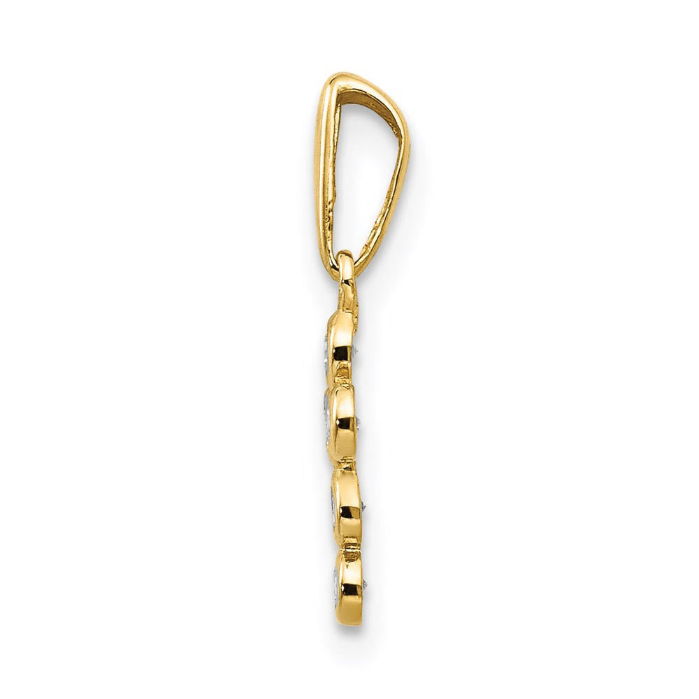 Alternate view of the 14k Yellow Gold and Cubic Zirconia Jeweled Cross Pendant, 10mm by The Black Bow Jewelry Co.
