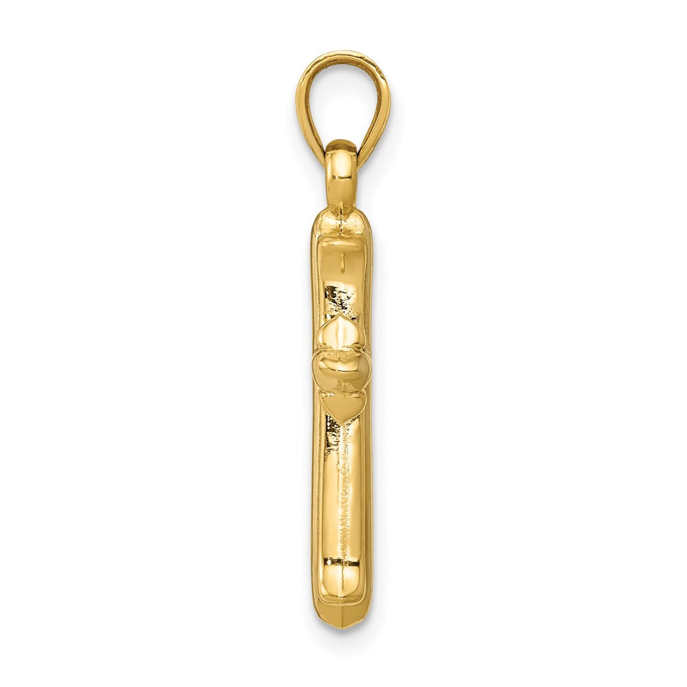 Alternate view of the 14k Yellow Gold and White Rhodium Hollow Fleur de Lis Cross Pendant by The Black Bow Jewelry Co.