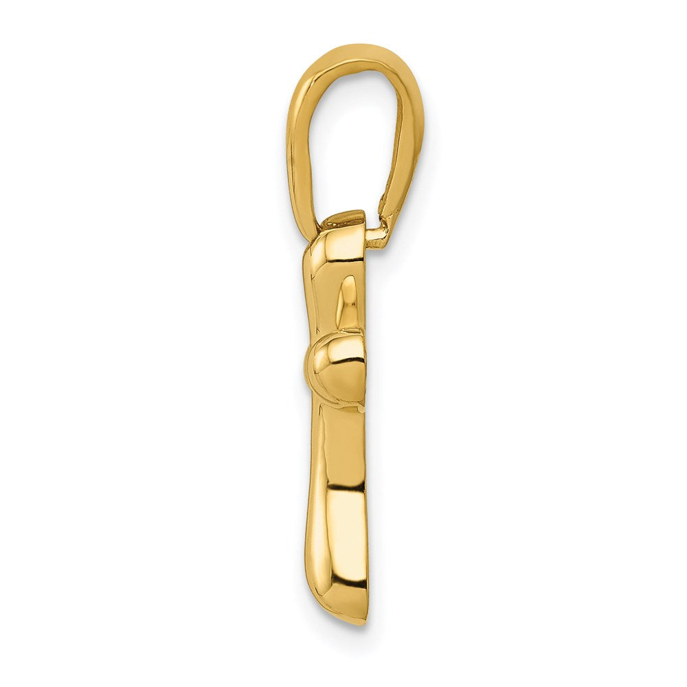 Alternate view of the 14k Yellow Gold Small Polished Freeform Cross Pendant by The Black Bow Jewelry Co.