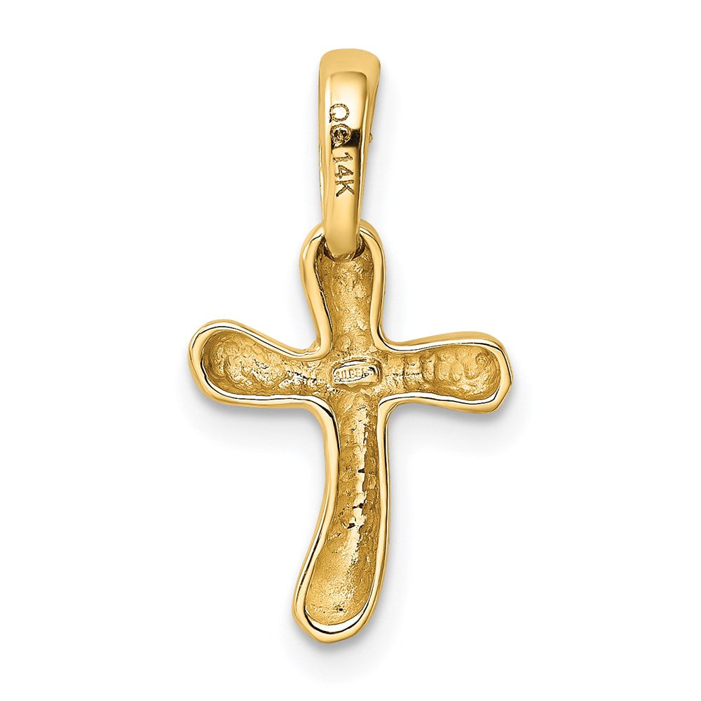 Alternate view of the 14k Yellow Gold Small Polished Freeform Cross Pendant by The Black Bow Jewelry Co.