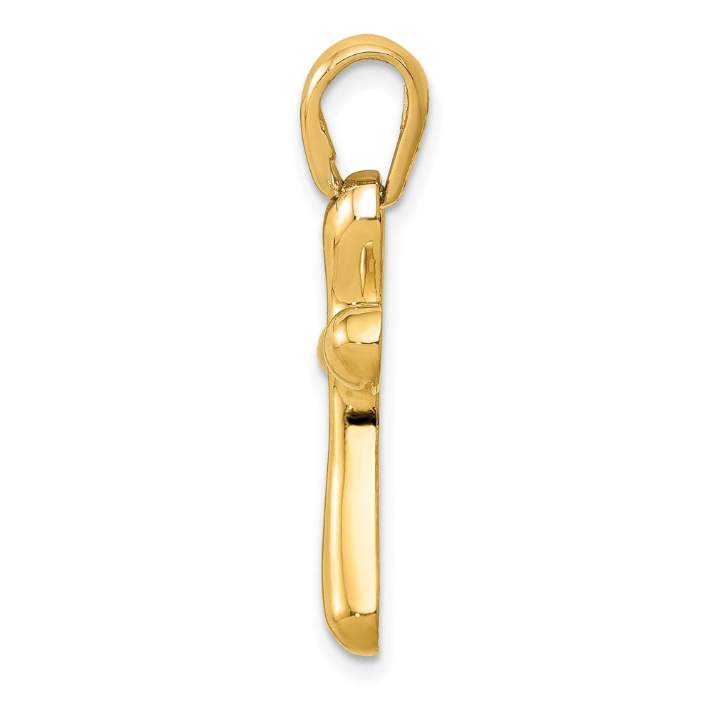 Alternate view of the 14k Yellow Gold Polished Freeform Cross Pendant by The Black Bow Jewelry Co.