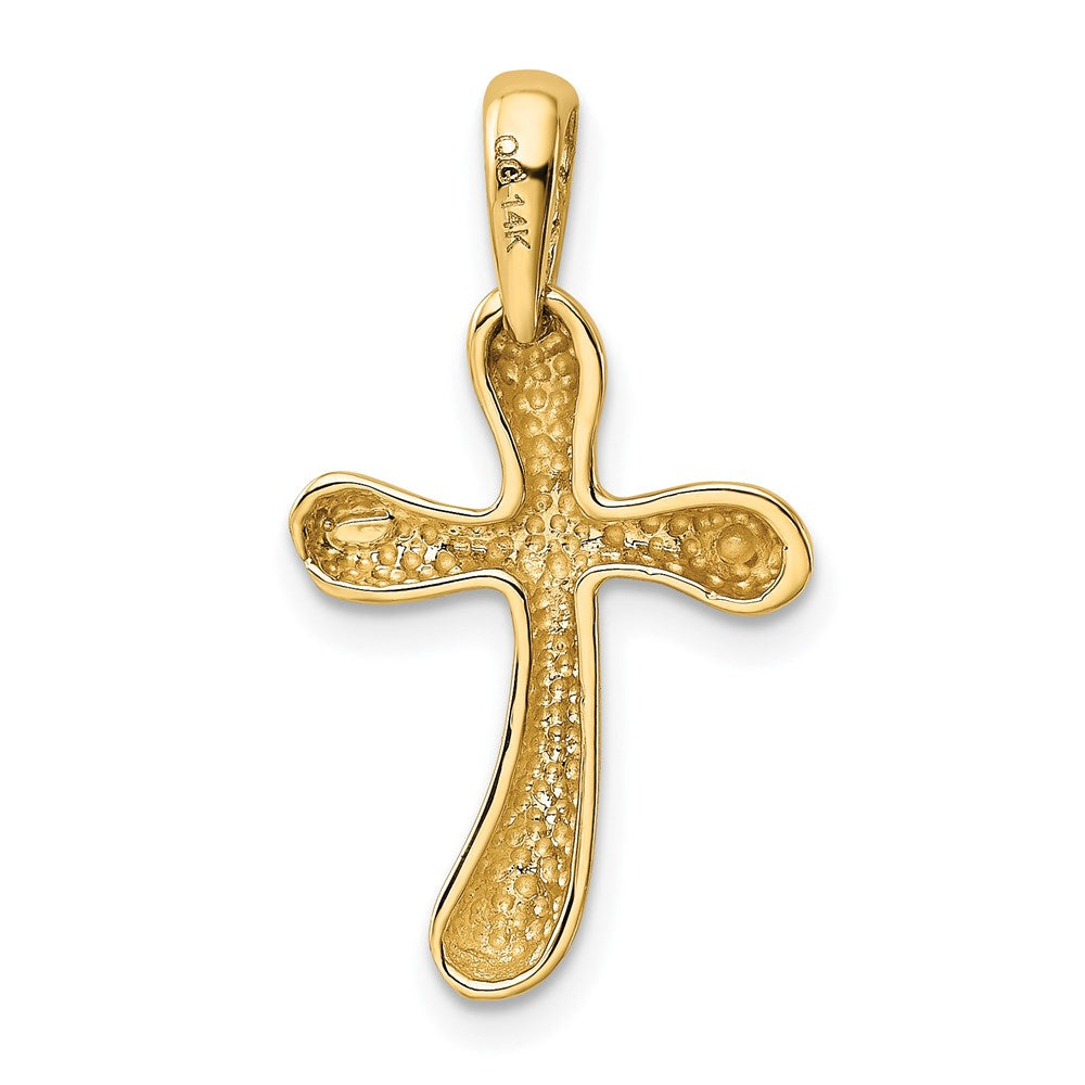 Alternate view of the 14k Yellow Gold Polished Freeform Cross Pendant by The Black Bow Jewelry Co.