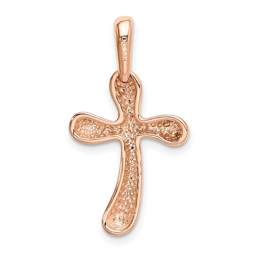 Alternate view of the 14k Rose Gold Polished Freeform Cross Pendant by The Black Bow Jewelry Co.
