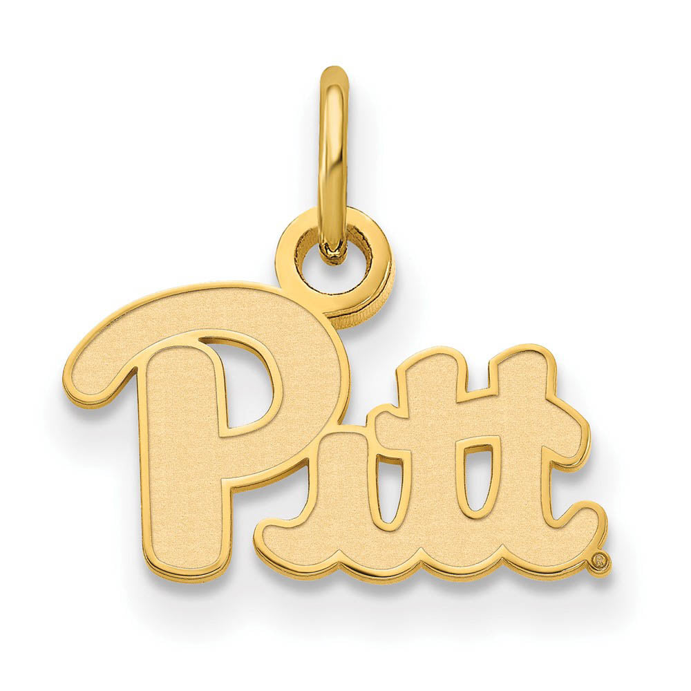 10k Yellow Gold U. of Pittsburgh XS (Tiny) 'Pitt' Charm or Pendant, Item P14108 by The Black Bow Jewelry Co.