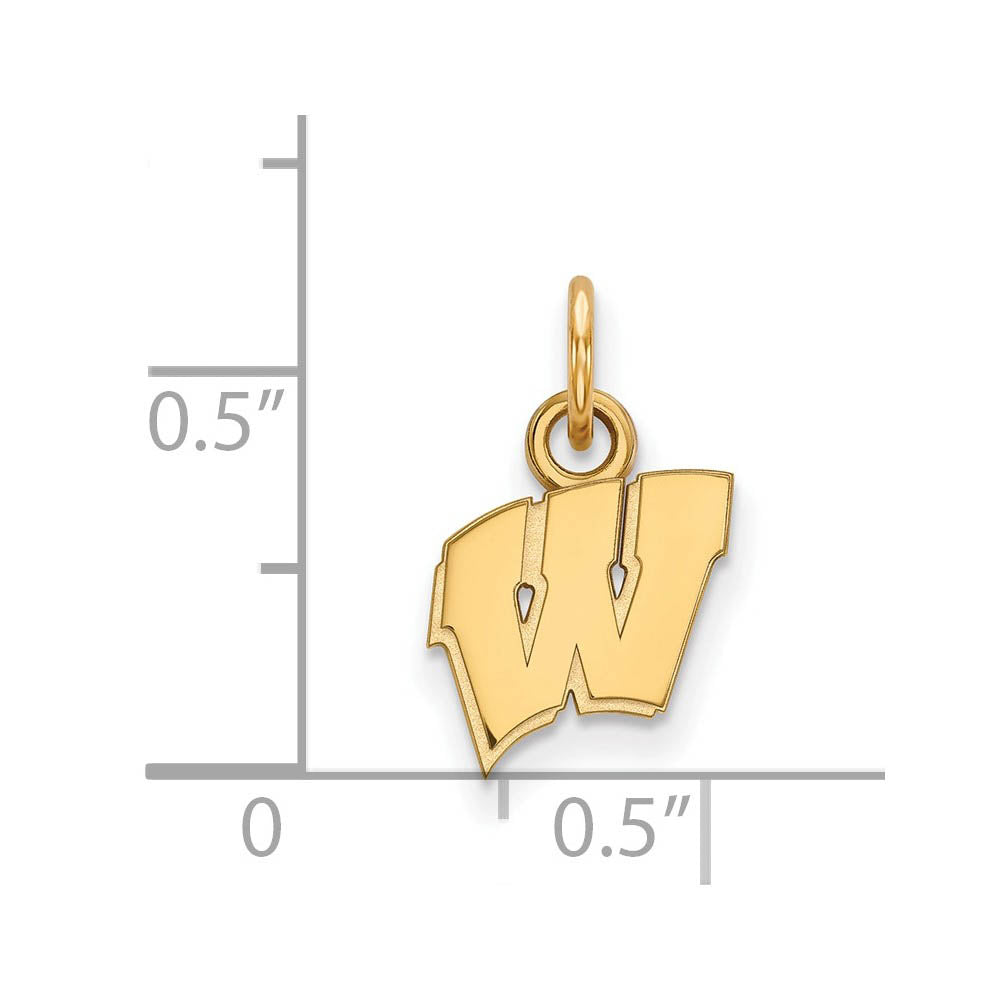 Alternate view of the 10k Yellow Gold U. of Wisconsin XS (Tiny) Initial W Charm or Pendant by The Black Bow Jewelry Co.