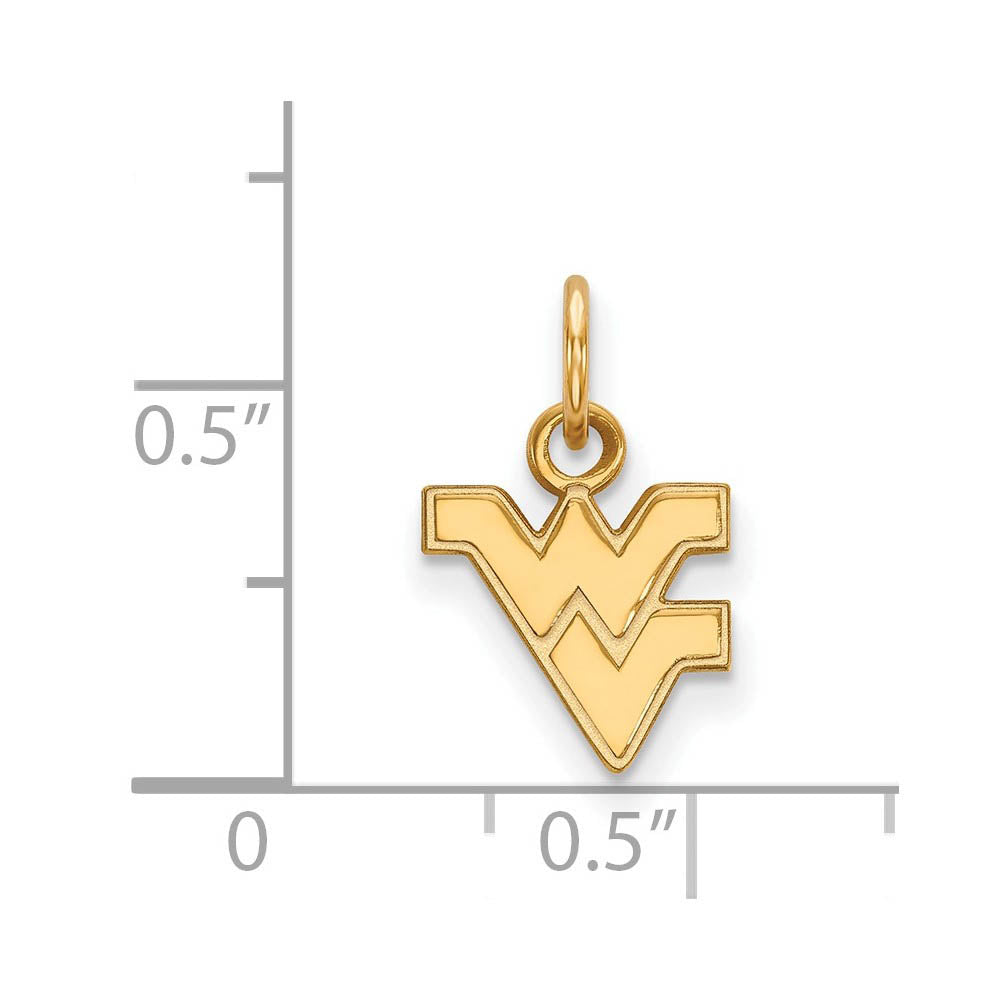 Alternate view of the 10k Yellow Gold West Virginia U. XS (Tiny) Logo Charm or Pendant by The Black Bow Jewelry Co.