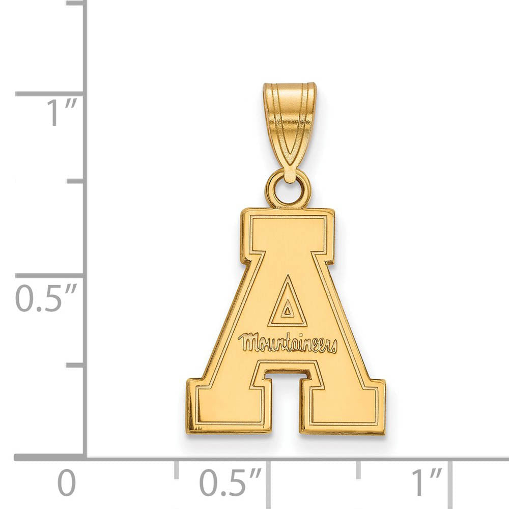Alternate view of the 10k Yellow Gold Appalachian State Medium 'A' Pendant by The Black Bow Jewelry Co.