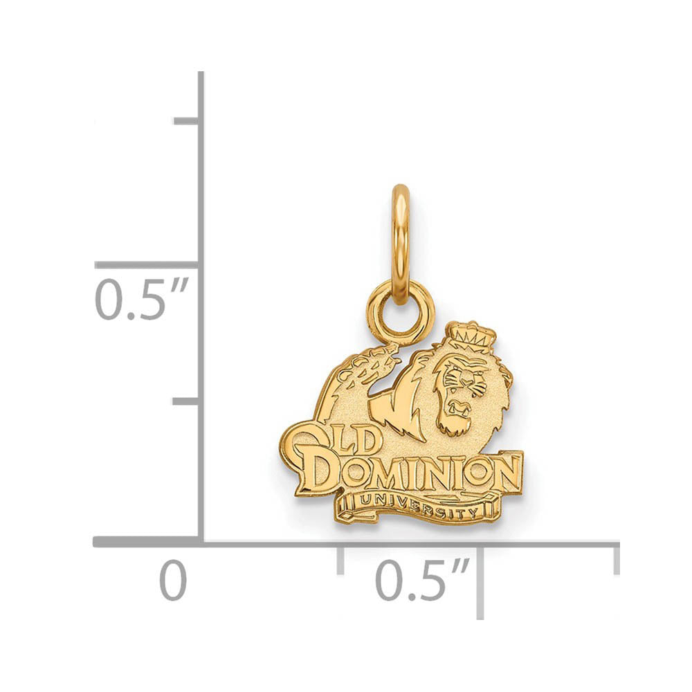 Alternate view of the 14k Yellow Gold Old Dominion U. XS (Tiny) Charm or Pendant by The Black Bow Jewelry Co.