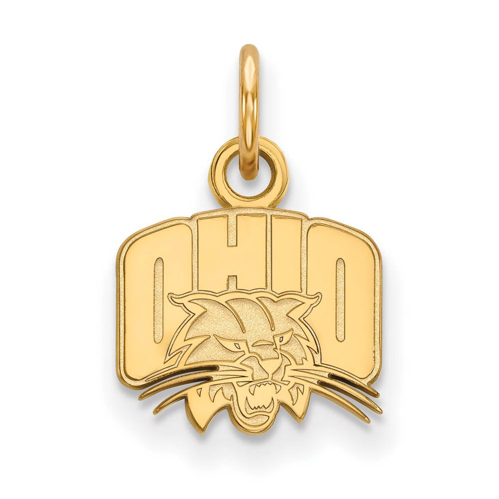 14k Yellow Gold Ohio U. XS (Tiny) Logo Charm or Pendant, Item P14508 by The Black Bow Jewelry Co.