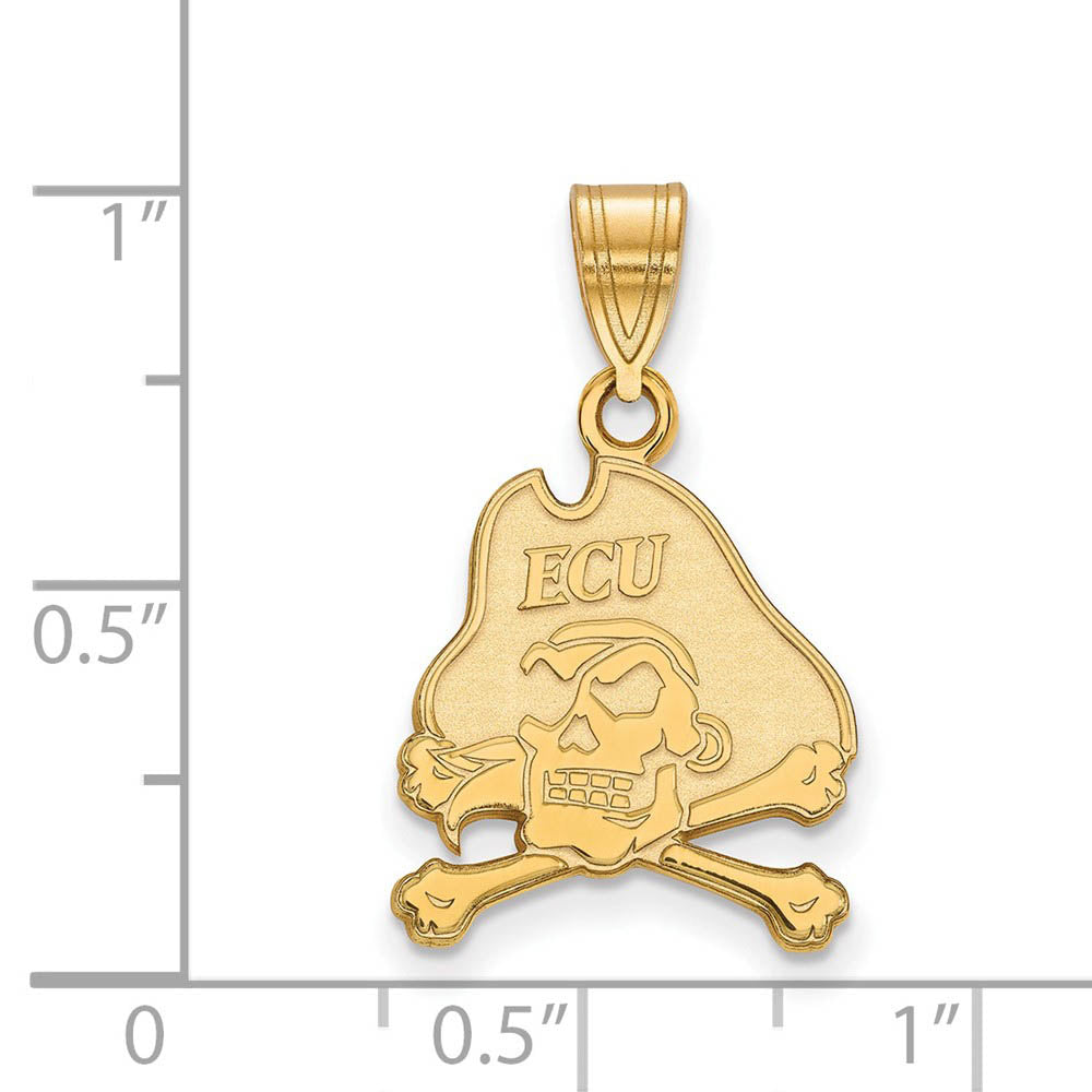 Alternate view of the 14k Yellow Gold East Carolina U Medium Pendant by The Black Bow Jewelry Co.