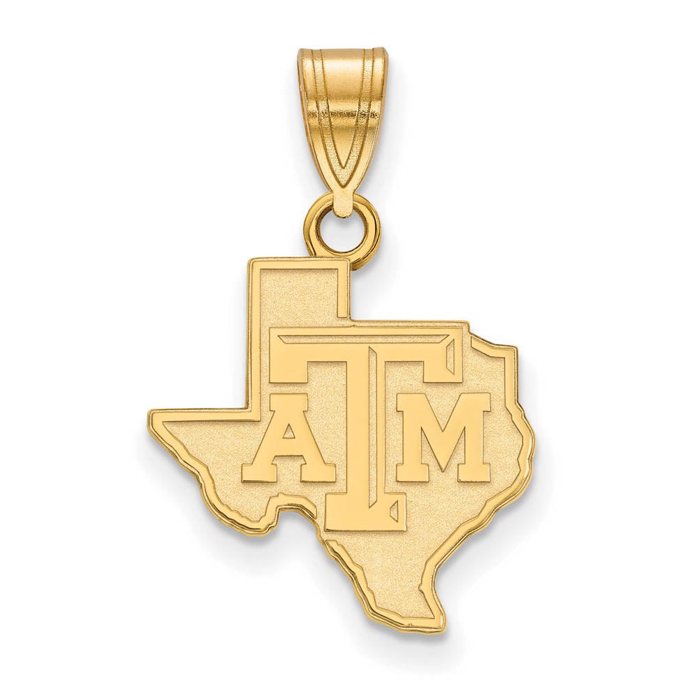 14k Yellow Gold Texas A&M U. Medium Logo Pendant, Item P14810 by The Black Bow Jewelry Co.