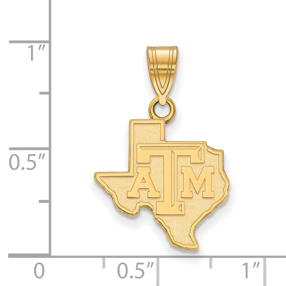 Alternate view of the 14k Yellow Gold Texas A&M U. Medium Logo Pendant by The Black Bow Jewelry Co.