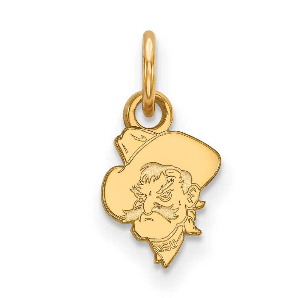 14k Yellow Gold Oklahoma State XS (Tiny) Charm or Pendant, Item P14872 by The Black Bow Jewelry Co.