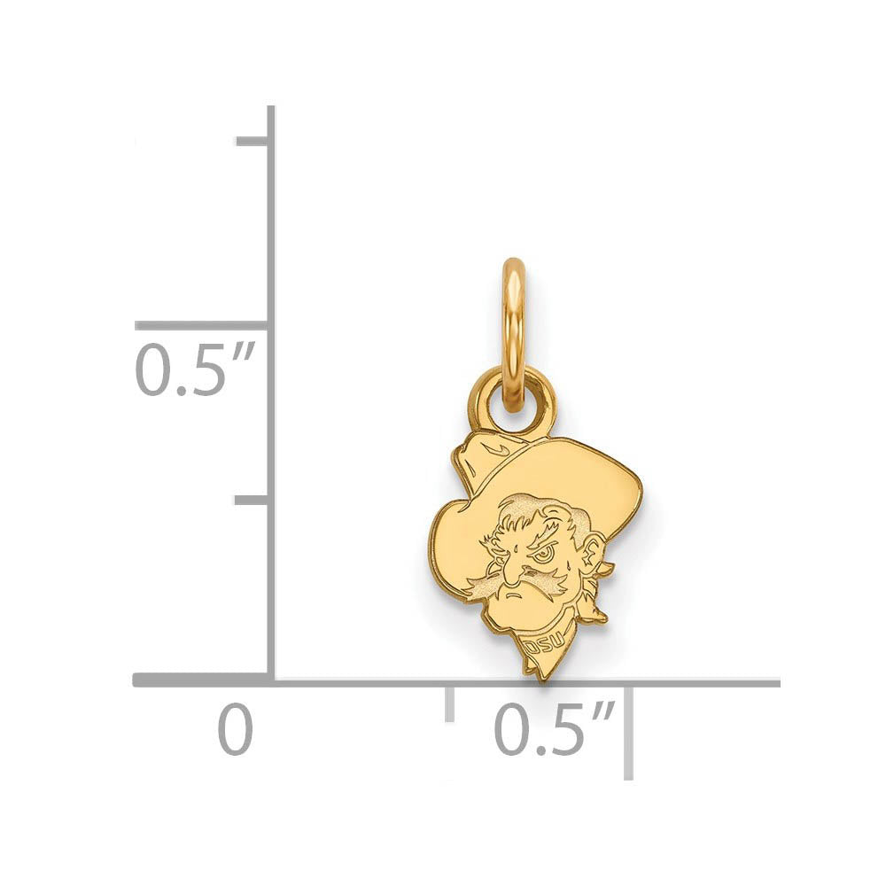 Alternate view of the 14k Yellow Gold Oklahoma State XS (Tiny) Charm or Pendant by The Black Bow Jewelry Co.