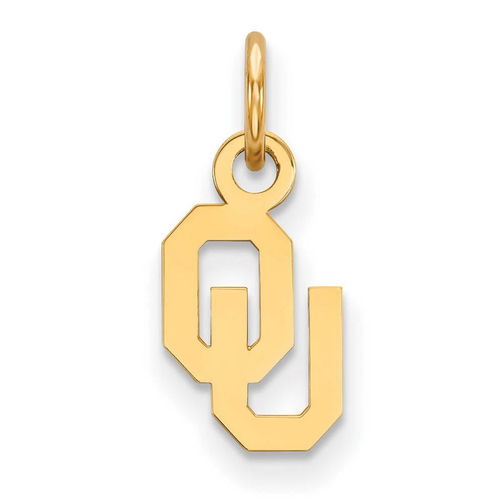 14k Gold Plated Silver U. of Oklahoma XS (Tiny) Charm or Pendant, Item P14903 by The Black Bow Jewelry Co.