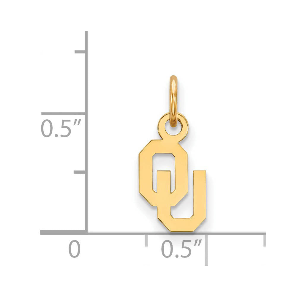 Alternate view of the 14k Gold Plated Silver U. of Oklahoma XS (Tiny) Charm or Pendant by The Black Bow Jewelry Co.