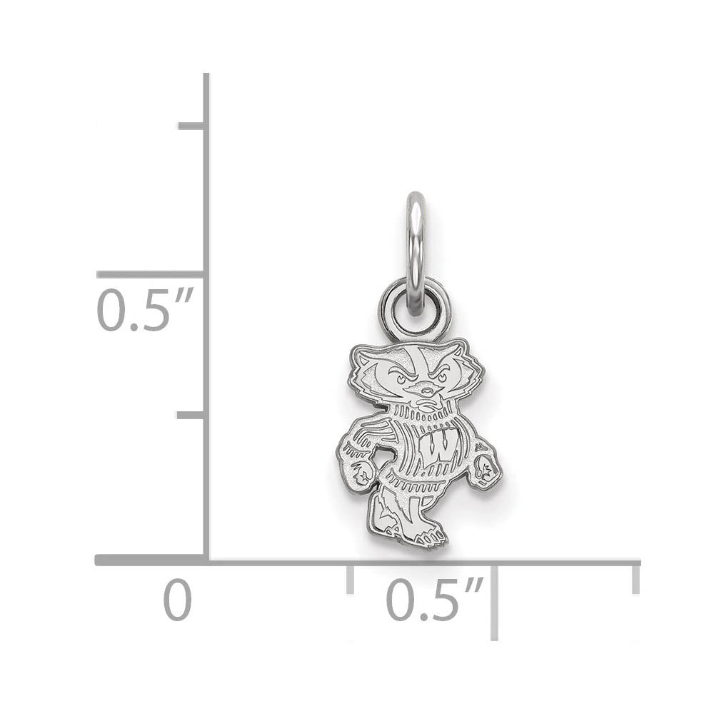 Alternate view of the Sterling Silver U. of Wisconsin XS (Tiny) Badgers Charm or Pendant by The Black Bow Jewelry Co.
