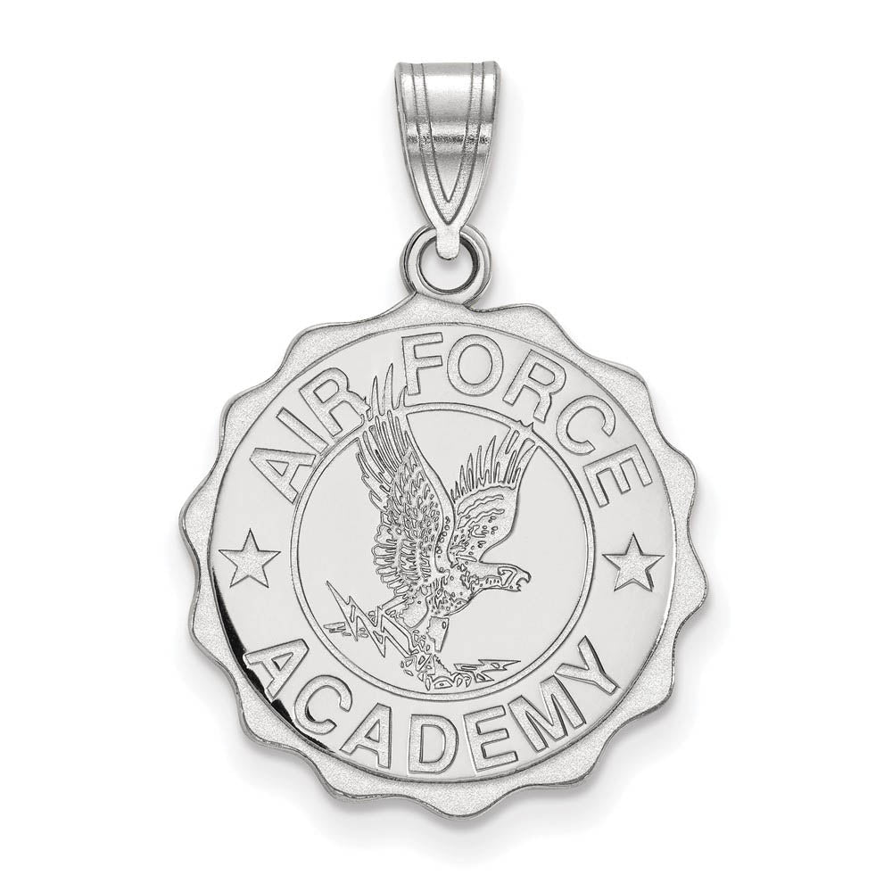 Sterling Silver Air Force Academy Large Crest Pendant, Item P18188 by The Black Bow Jewelry Co.