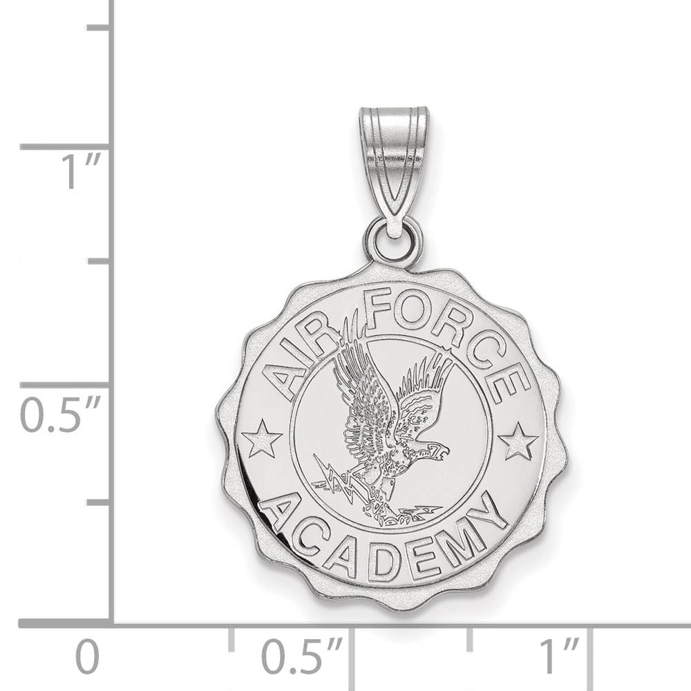 Alternate view of the Sterling Silver Air Force Academy Large Crest Pendant by The Black Bow Jewelry Co.