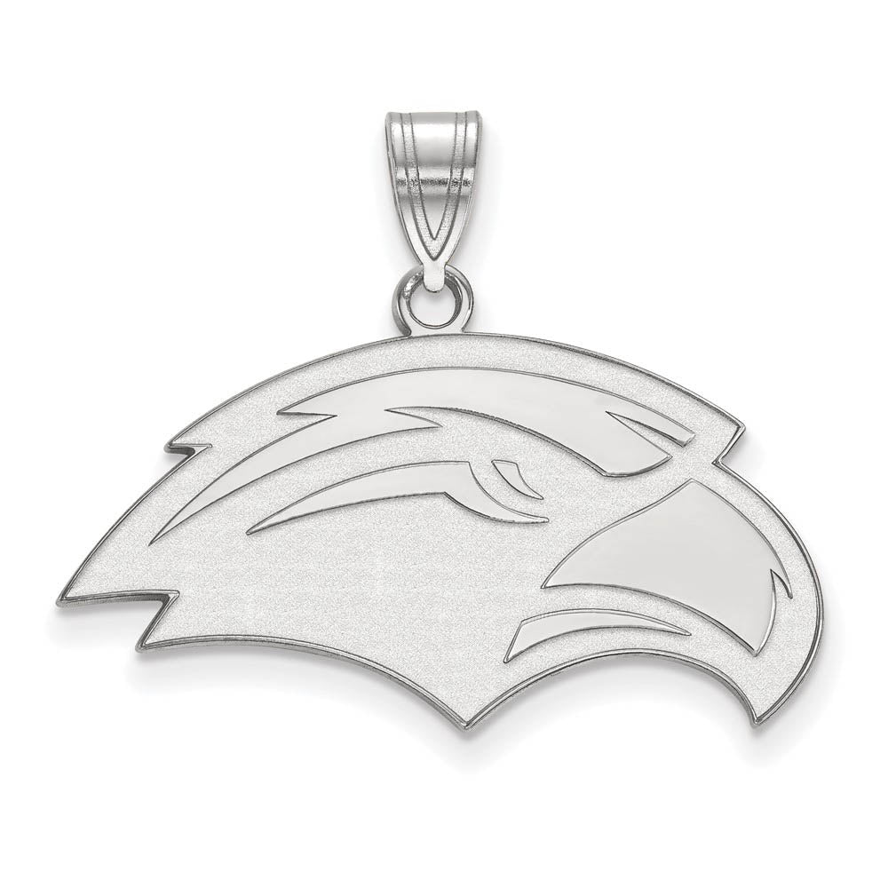 10k White Gold Southern Mississippi Medium Pendant, Item P18596 by The Black Bow Jewelry Co.