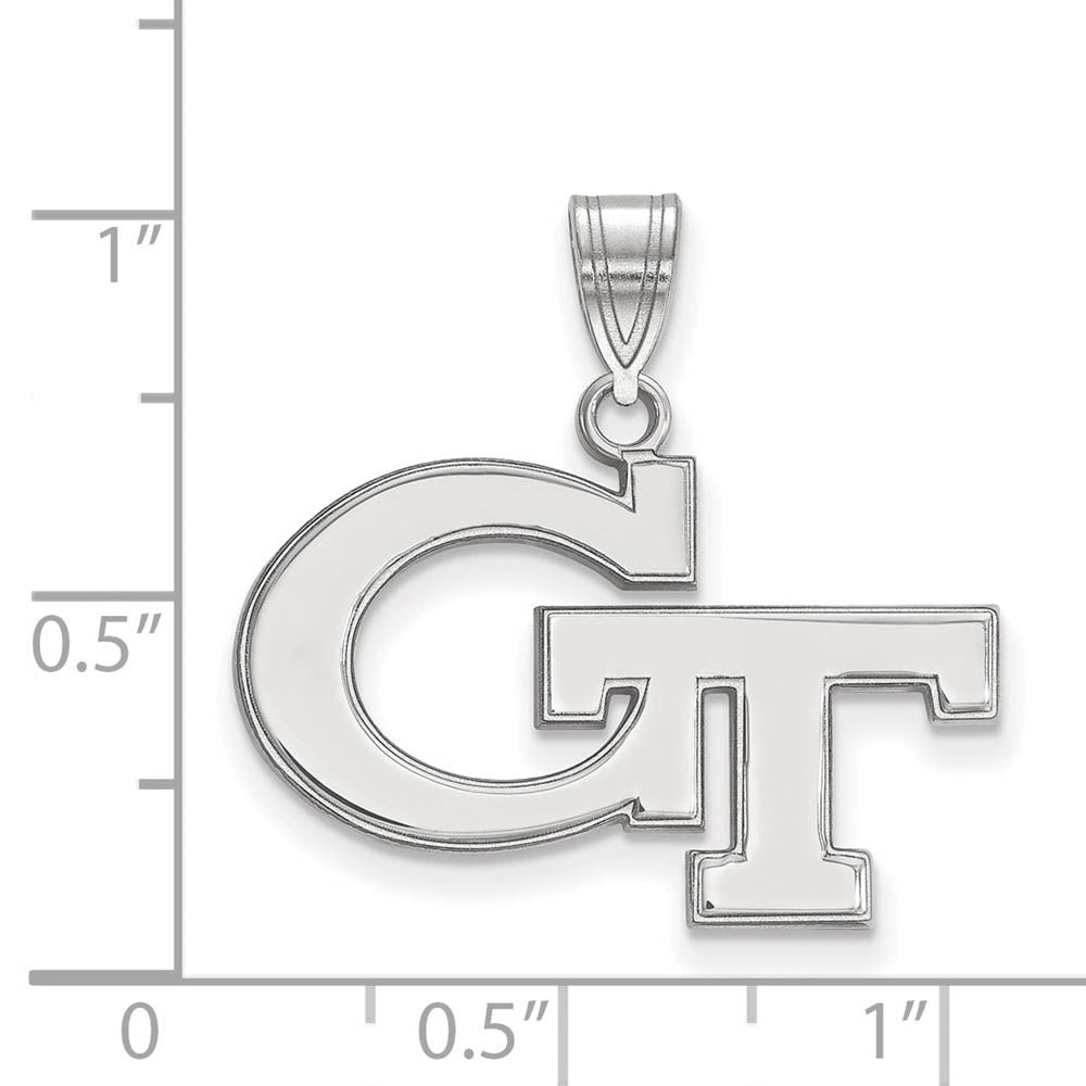 Alternate view of the 10k White Gold Georgia Technology Medium 'GT' Pendant by The Black Bow Jewelry Co.