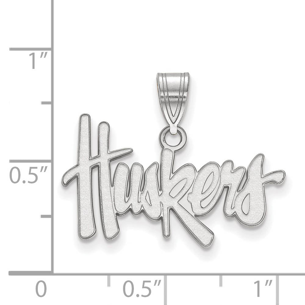 Alternate view of the 10k White Gold U. of Nebraska Medium 'Huskers' Pendant by The Black Bow Jewelry Co.