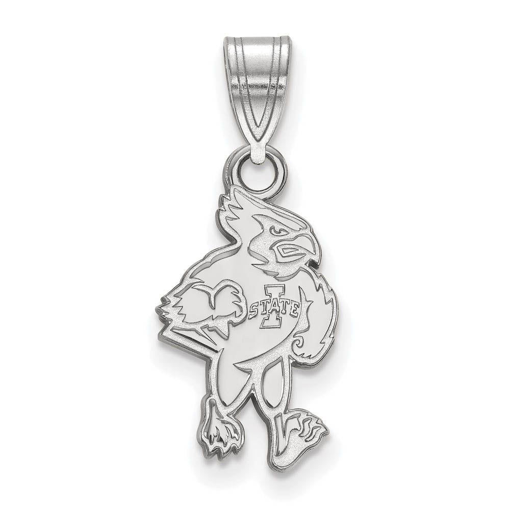 10k White Gold Iowa State Medium Mascot Pendant, Item P18650 by The Black Bow Jewelry Co.