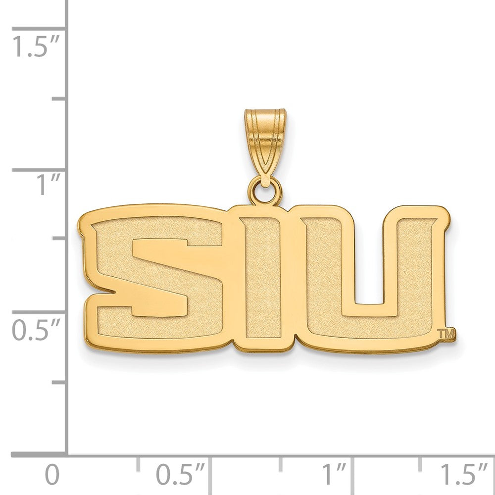 Alternate view of the 10k Yellow Gold Southern Illinois U. Medium 'SIU' Pendant by The Black Bow Jewelry Co.