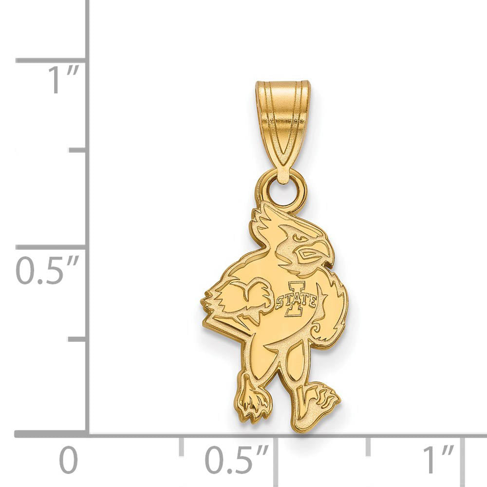 Alternate view of the 10k Yellow Gold Iowa State Medium Mascot Pendant by The Black Bow Jewelry Co.
