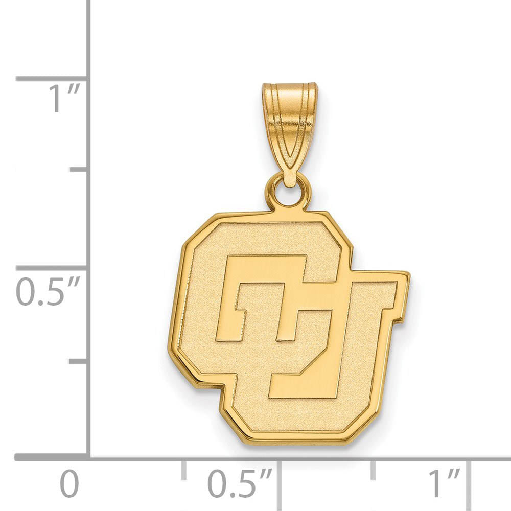 Alternate view of the 10k Yellow Gold U of Colorado Medium Pendant by The Black Bow Jewelry Co.