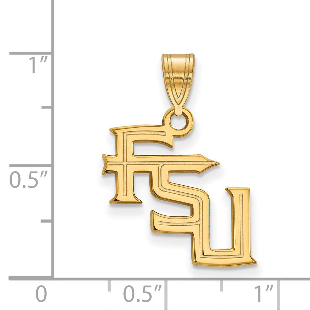 Alternate view of the 10k Yellow Gold Florida State Medium 'FSU' Pendant by The Black Bow Jewelry Co.
