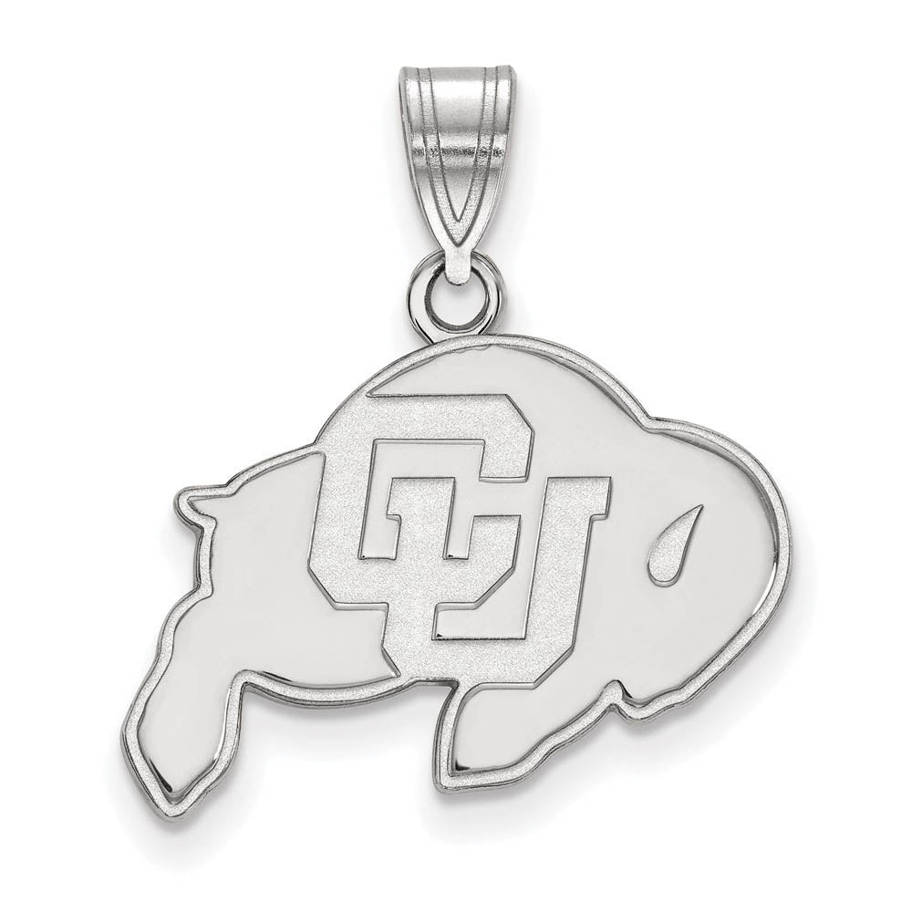 14k White Gold U of Colorado Medium 'CU' Mascot Pendant, Item P18930 by The Black Bow Jewelry Co.