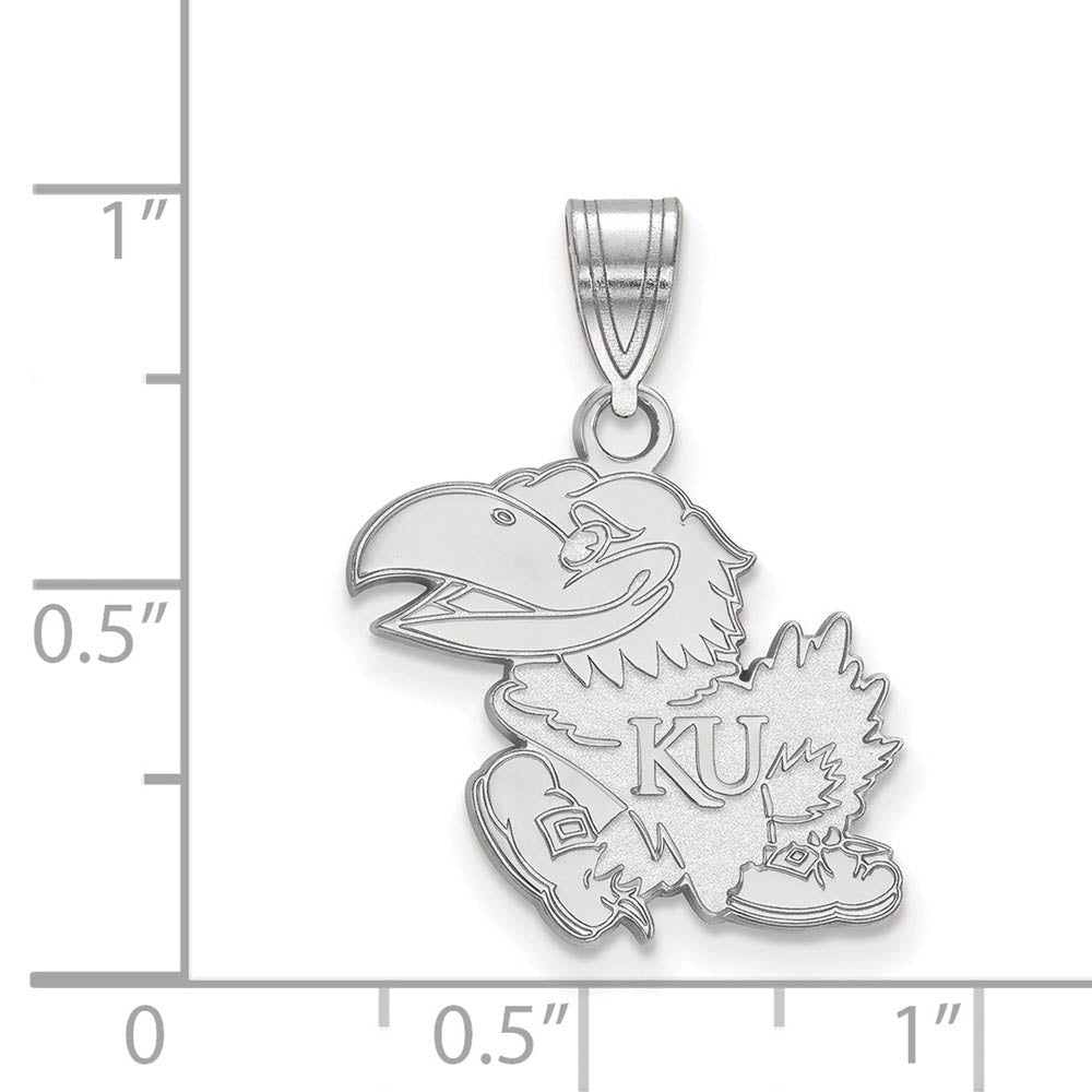 Alternate view of the 14k White Gold U. of Kansas Medium Mascot Pendant by The Black Bow Jewelry Co.