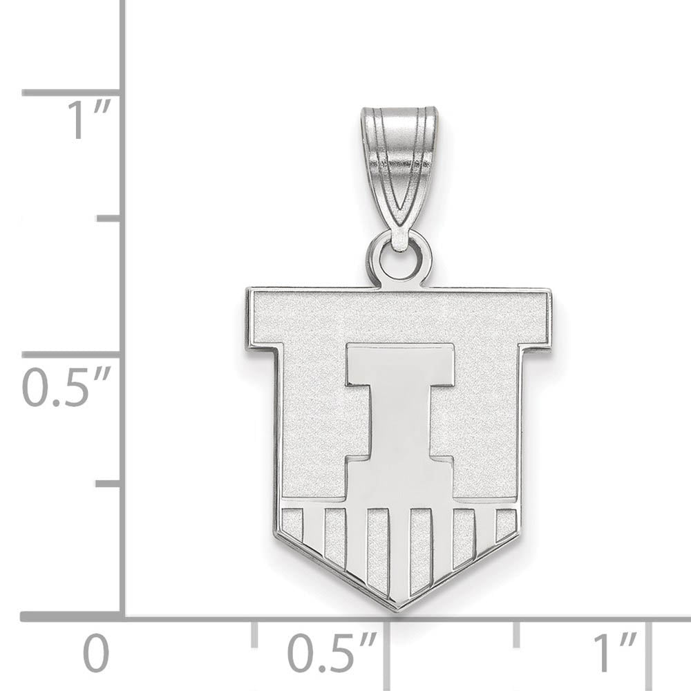 Alternate view of the 14k White Gold U. of Illinois Medium Shield Pendant by The Black Bow Jewelry Co.