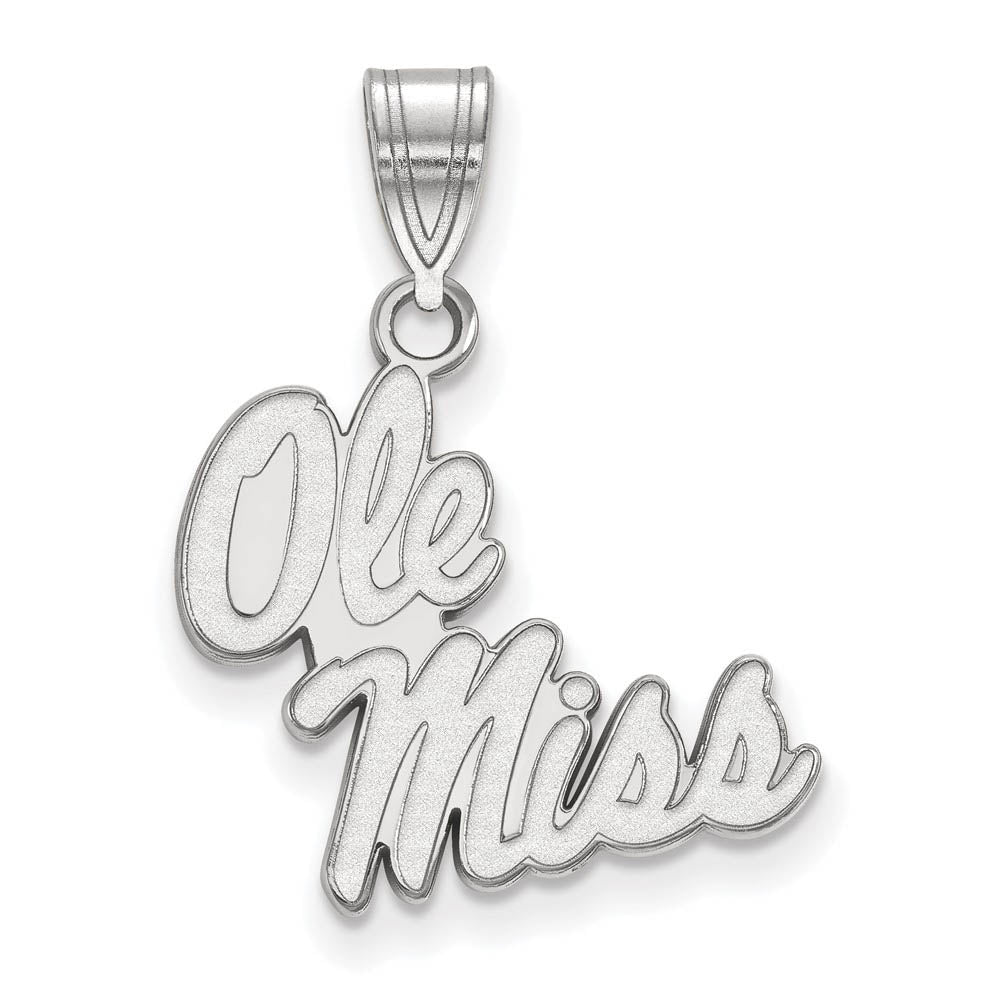 14k White Gold U. of Mississippi Medium 'Ole Miss' Pendant, Item P19014 by The Black Bow Jewelry Co.