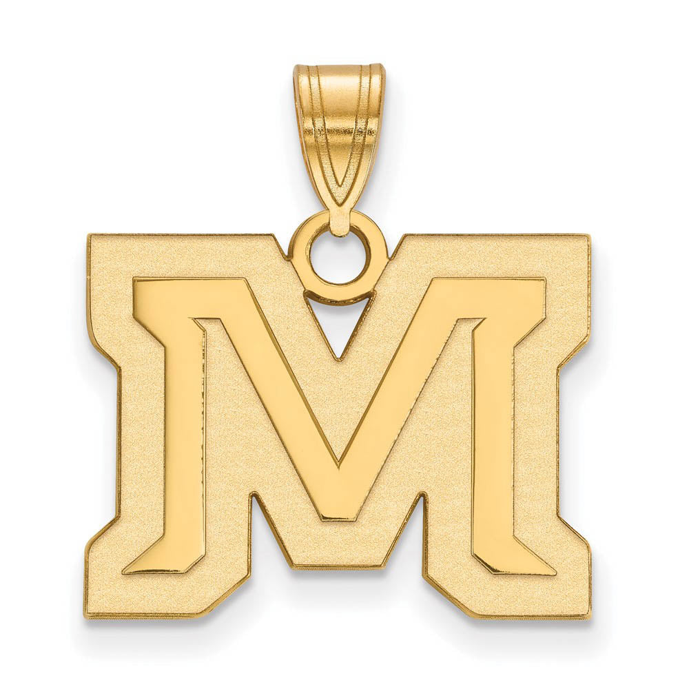 14k Yellow Gold Montana State Medium 'M' Pendant, Item P19107 by The Black Bow Jewelry Co.