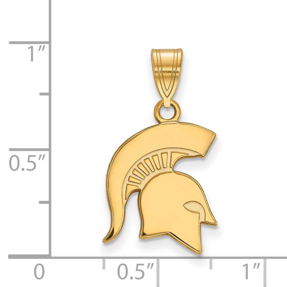 Alternate view of the 14k Yellow Gold Michigan State Medium Logo Pendant by The Black Bow Jewelry Co.