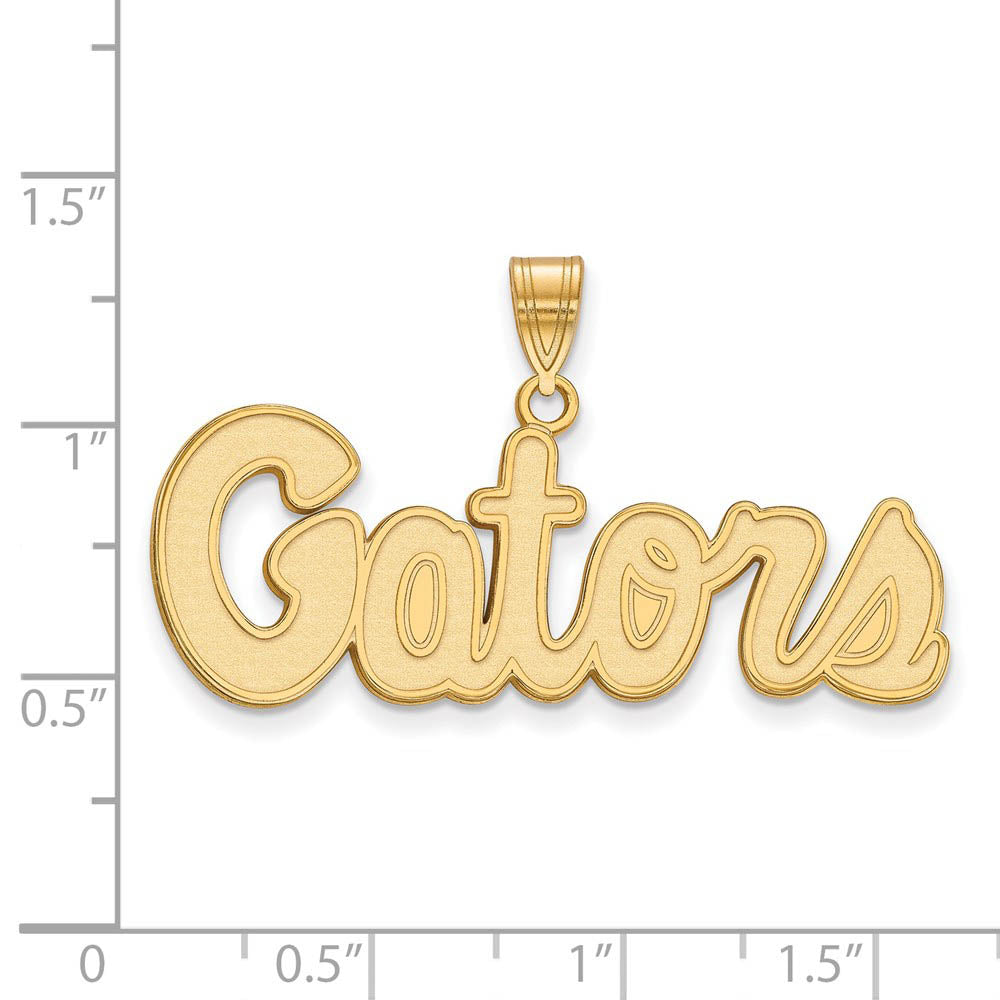 Alternate view of the 14k Yellow Gold U of Florida Medium 'Gators' Pendant by The Black Bow Jewelry Co.