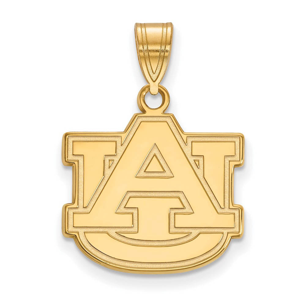 14k Gold Plated Silver Auburn U Medium 'AU' Pendant, Item P19206 by The Black Bow Jewelry Co.