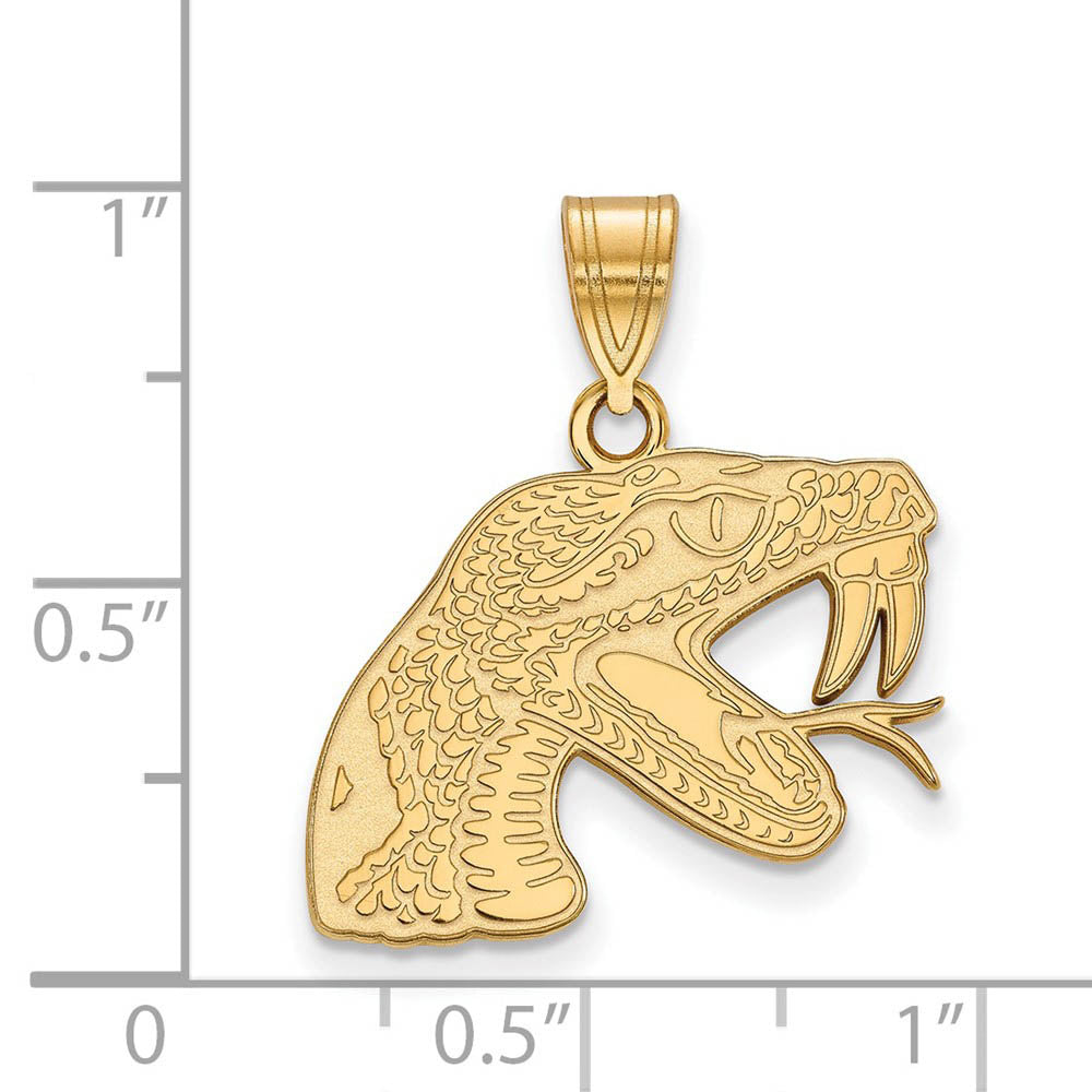 Alternate view of the 14k Gold Plated Silver Florida A&M U Medium Pendant by The Black Bow Jewelry Co.