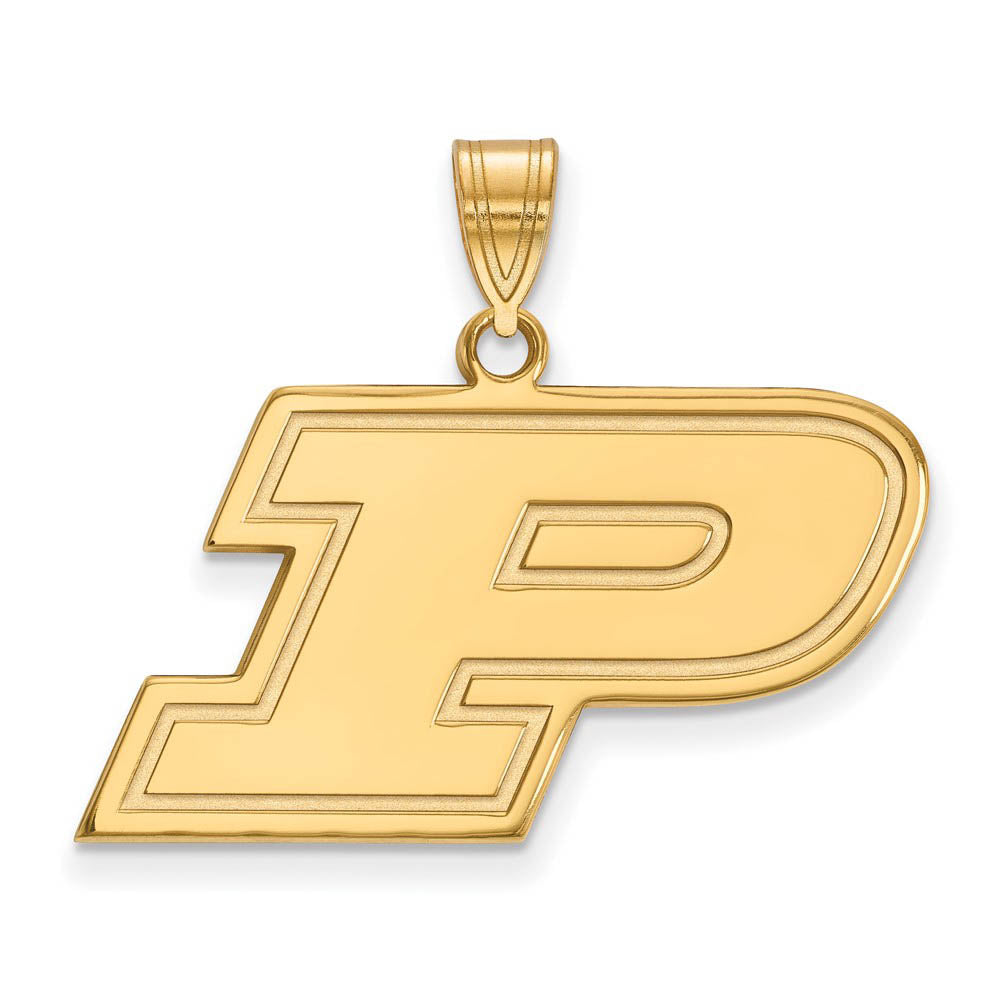 14k Gold Plated Silver Purdue Medium Initial P Pendant, Item P19226 by The Black Bow Jewelry Co.