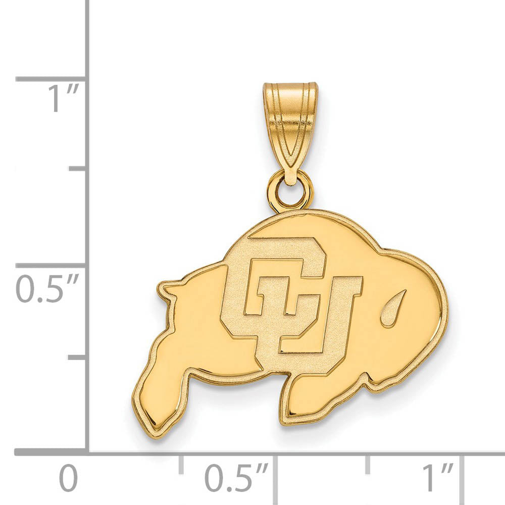 Alternate view of the 14k Gold Plated Silver U. of Colorado Medium 'CU' Mascot Pendant by The Black Bow Jewelry Co.