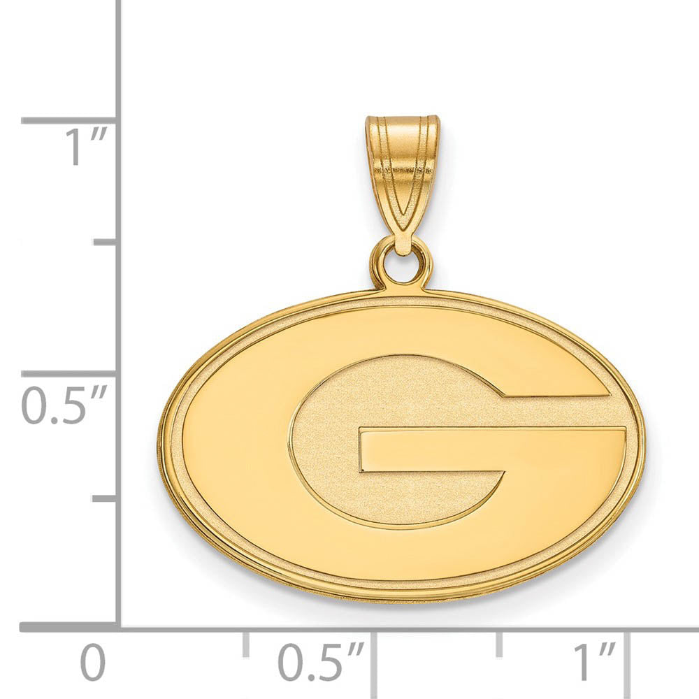 Alternate view of the 14k Gold Plated Silver U. of Georgia Medium 'G' Pendant by The Black Bow Jewelry Co.