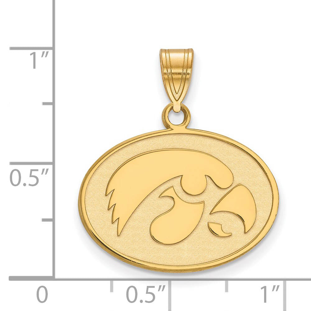 Alternate view of the 14k Gold Plated Silver U. of Iowa Medium Oval Mascot Pendant by The Black Bow Jewelry Co.