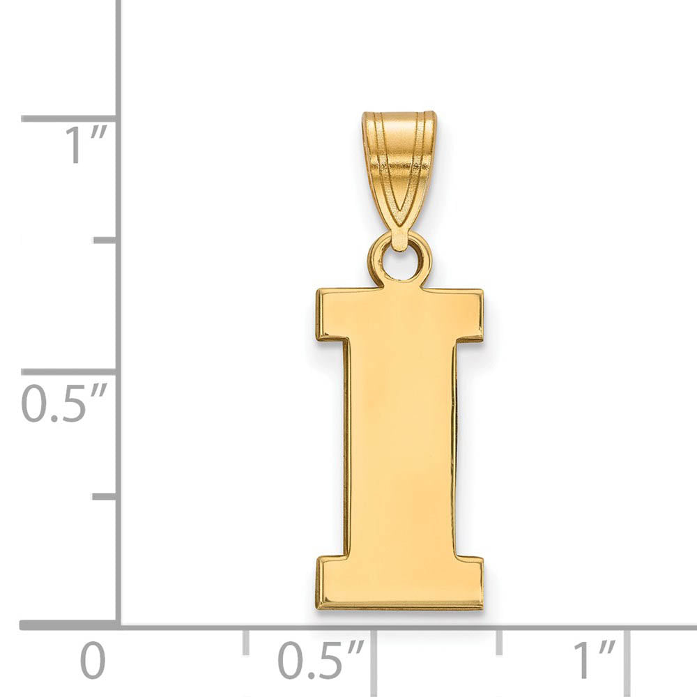 Alternate view of the 14k Gold Plated Silver U. of Iowa Medium Initial I Pendant by The Black Bow Jewelry Co.
